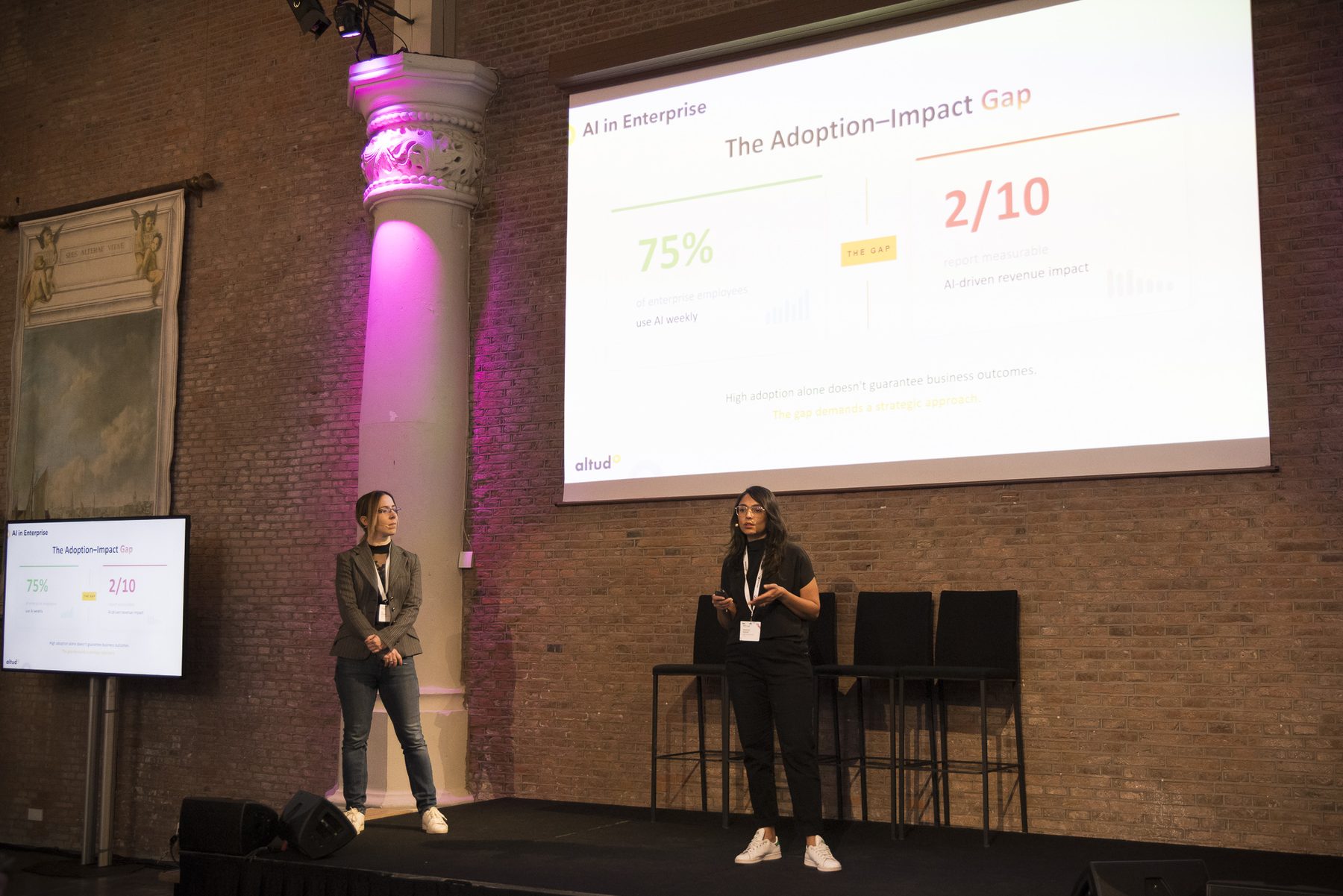 Una Verhoeven and Harpreet Bushell on stage at the Sitecore City Tour, Amsterdam